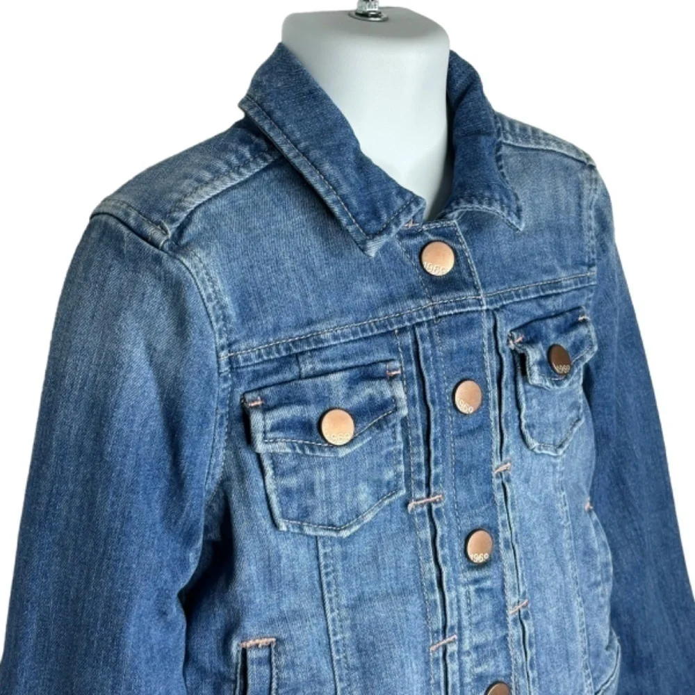 GAP Kids Jean Jacket Girls Size S Blue Snap Up Long Sleeve Denim‎ with Pockets